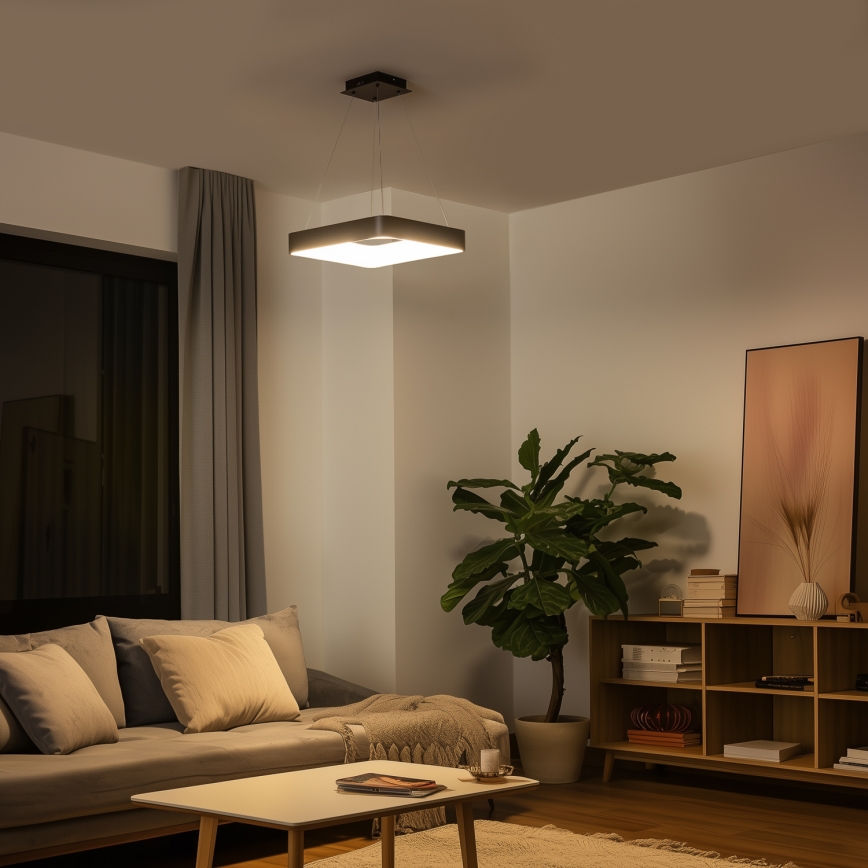 Brilagi - LED regulējama lustra uz troses FALCON II LED/80W/230V 3000-6500K 40x40 cm melna + tālvadība