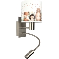 BRILAGI - LED elastīga bērnu sienas lampa BOBO 1xE27/25W/230V + LED/3W matēts hroms/balts/ar dzīvnieciņiem