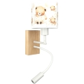BRILAGI - LED elastīgā bērnu sienas lampa BOBO WOOD 1xE27/25W/230V + LED/3W ozols/balta/lācīši