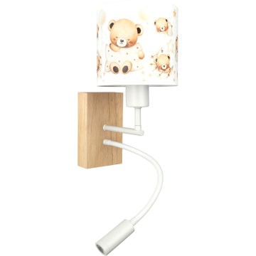 BRILAGI - LED elastīgā bērnu sienas lampa BOBO WOOD 1xE27/25W/230V + LED/3W ozols/balta/lācīši