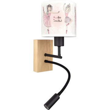 BRILAGI - LED elastīga bērnu sienas lampa BOBO WOOD 1xE27/25W/230V + LED/3W ozols/melna/balta/rozā/baleta kurpes