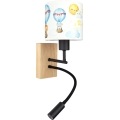 BRILAGI - LED elastīgā bērnu sienas lampa BOBO WOOD 1xE27/25W/230V + LED/3W ozols/melns/balts/ar dzīvnieku motīviem