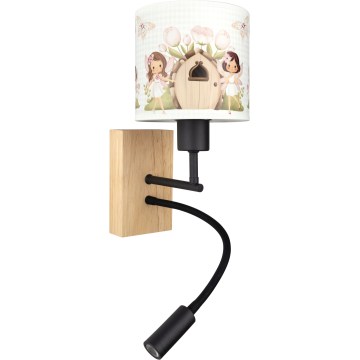 BRILAGI - LED elastīga bērnu sienas lampa BOBO WOOD 1xE27/25W/230V + LED/3W ozols/melns/balts/rozā/fejas