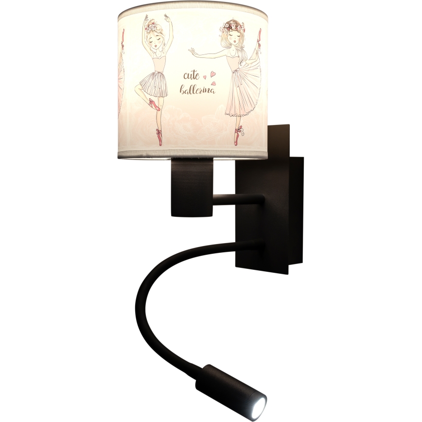 BRILAGI - LED bērnu lokanā sienas lampa BOBO 1xE27/25W/230V + LED/3W melna/balta/rozā/balerīnas