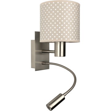 BRILAGI - LED elastīga sienas lampa BOBO 1xE27/25W/230V + LED/3W matēts hroms/bēšs/punktains