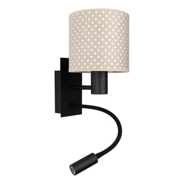BRILAGI - LED elastīgā sienas lampa BOBO 1xE27/25W/230V + LED/3W melna/bēša/ar punktiņiem
