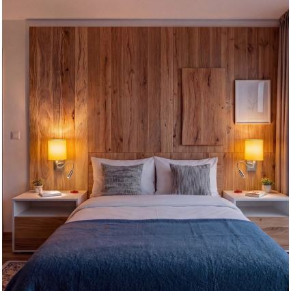 Brilagi - LED elastīga sienas lampa NUBILA 1xE27/25W/230V + LED/3W matēts hroms/oranžs