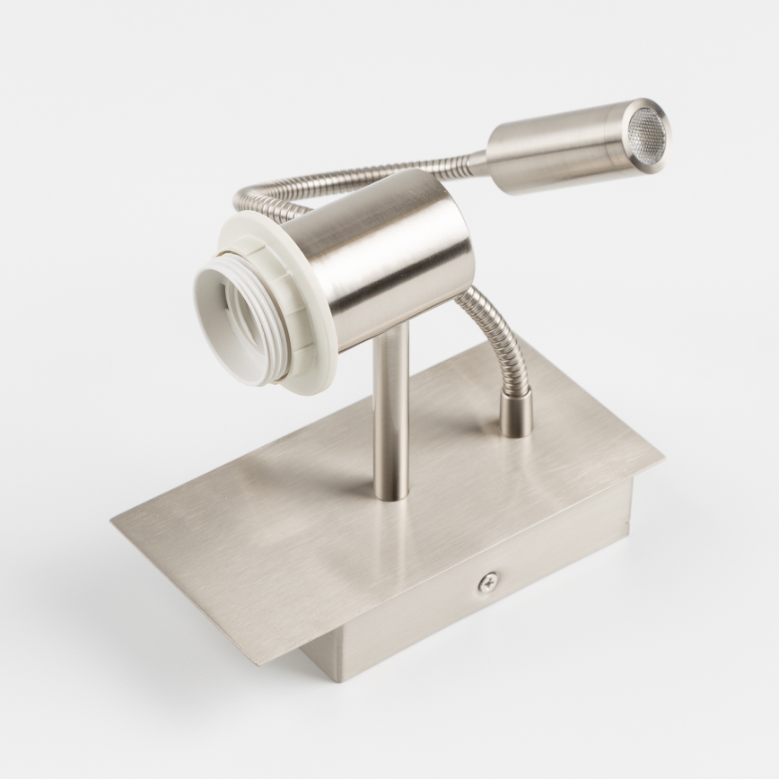 Brilagi - LED elastīga sienas lampa NUBILA 1xE27/25W/230V + LED/3W matēts hroms/oranžs