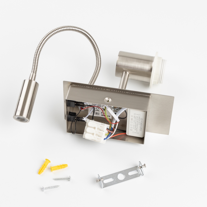 Brilagi - LED elastīga sienas lampa NUBILA 1xE27/25W/230V + LED/3W matēts hroms/oranžs