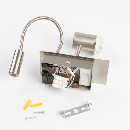 Brilagi - LED elastīga sienas lampa NUBILA 1xE27/25W/230V + LED/3W matēts hroms/dzeltens