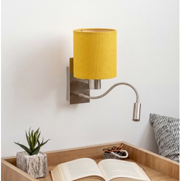 Brilagi - LED elastīga sienas lampa NUBILA 1xE27/25W/230V + LED/3W matēts hroms/dzeltens