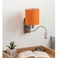 Brilagi - LED elastīga sienas lampa NUBILA 1xE27/25W/230V + LED/3W matēts hroms/oranžs
