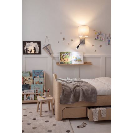 BRILAGI - LED elastīga sienas lampa BOBO 1xE27/25W/230V + LED/3W matēts hroms/bēšs/punktains