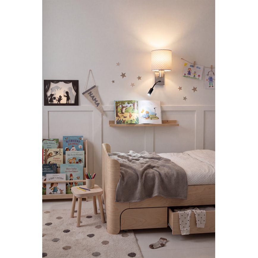 BRILAGI - LED elastīga sienas lampa BOBO 1xE27/25W/230V + LED/3W matēts hroms/bēšs/punktains
