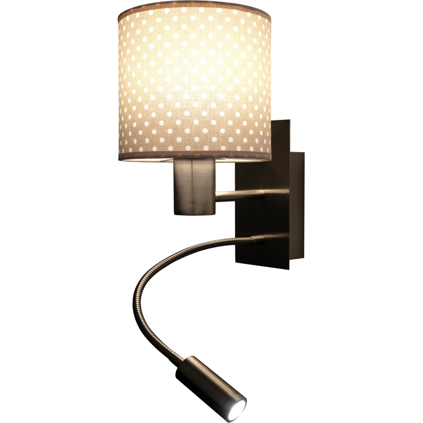 BRILAGI - LED elastīga sienas lampa BOBO 1xE27/25W/230V + LED/3W matēts hroms/bēšs/punktains