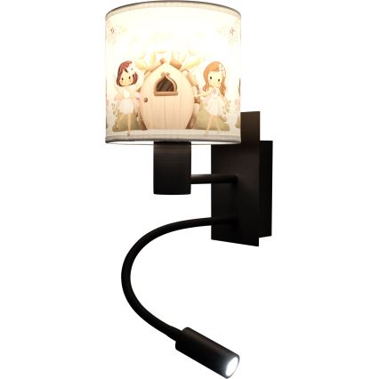 BRILAGI - LED elastīgā bērnu sienas lampa BOBO 1xE27/25W/230V + LED/3W melna/balta/rozā/fejas