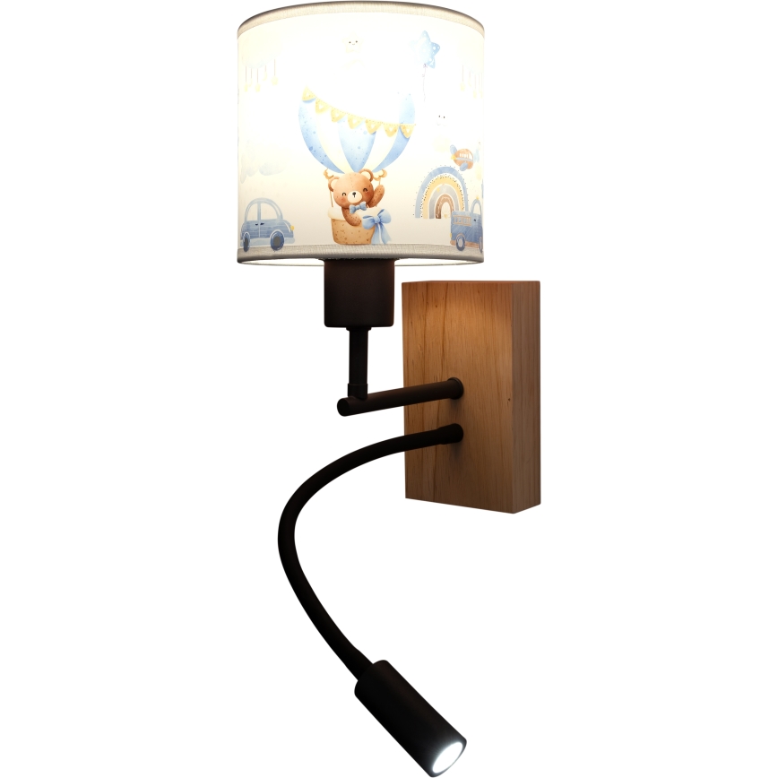 BRILAGI - LED bērnu locāma sienas lampa BOBO WOOD 1xE27/25W/230V + LED/3W ozols/melna/balta/zila/lācīši