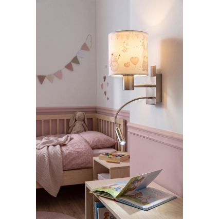 BRILAGI - LED bērnu regulējama sienas lampa BOBO 1xE27/25W/230V + LED/3W matēts hroms/krēmkrāsaina/zaķīši
