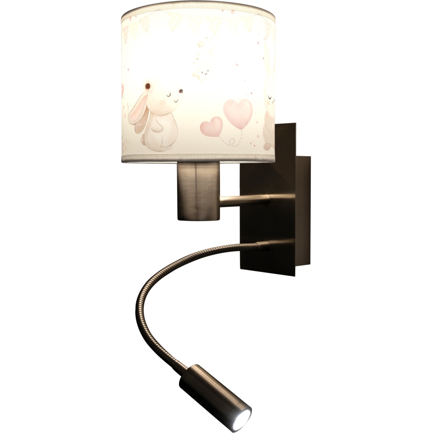 BRILAGI - LED bērnu regulējama sienas lampa BOBO 1xE27/25W/230V + LED/3W matēts hroms/krēmkrāsaina/zaķīši