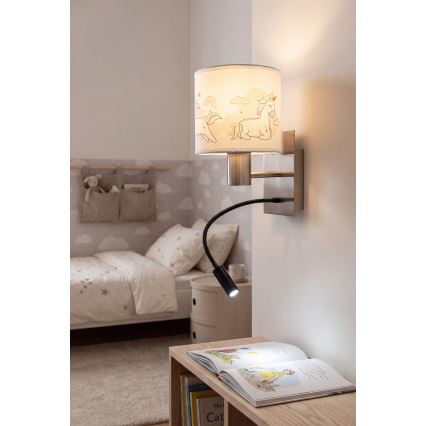 BRILAGI - LED bērnu lokana sienas lampa BOBO 1xE27/25W/230V + LED/3W matēts hroms/balta/vienradži