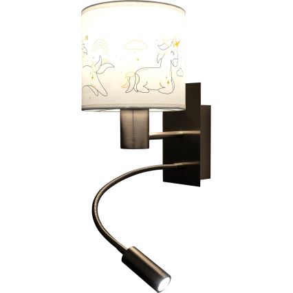 BRILAGI - LED bērnu lokana sienas lampa BOBO 1xE27/25W/230V + LED/3W matēts hroms/balta/vienradži