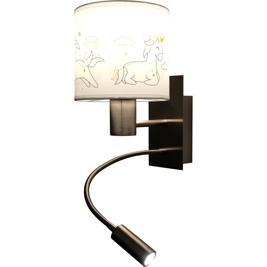 BRILAGI - LED bērnu lokana sienas lampa BOBO 1xE27/25W/230V + LED/3W matēts hroms/balta/vienradži