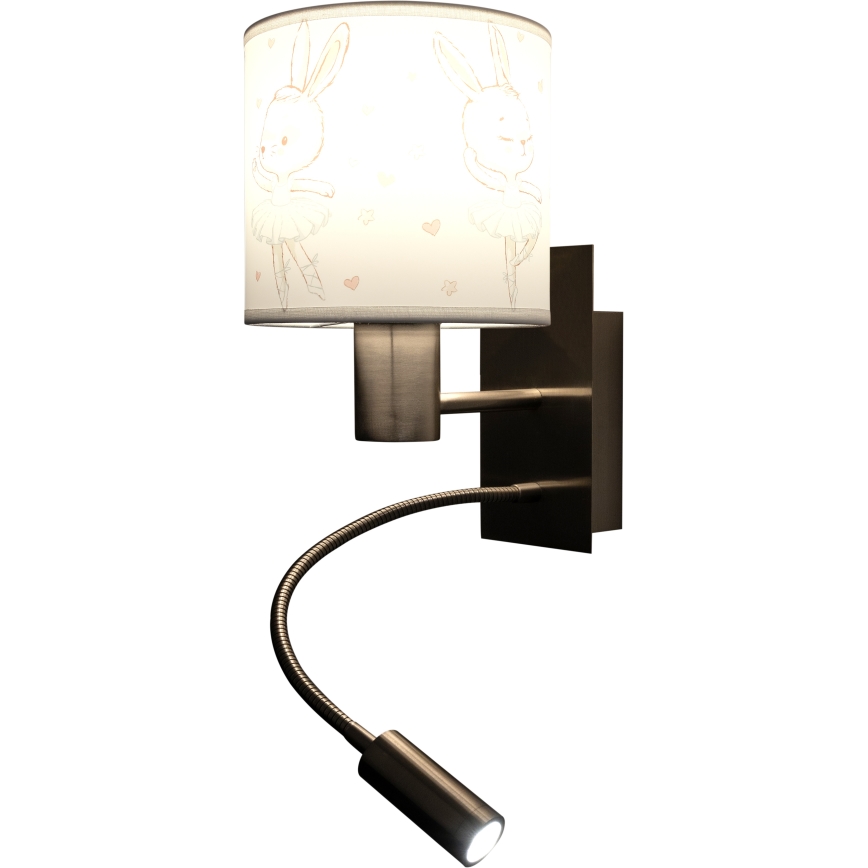 BRILAGI - LED bērnu elastīga sienas lampa BOBO 1xE27/25W/230V + LED/3W matēts hroms/balta/zaķīši