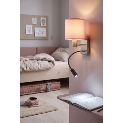 BRILAGI - LED elastīga sienas lampa BOBO 1xE27/25W/230V + LED/3W matēts hroms/rozā