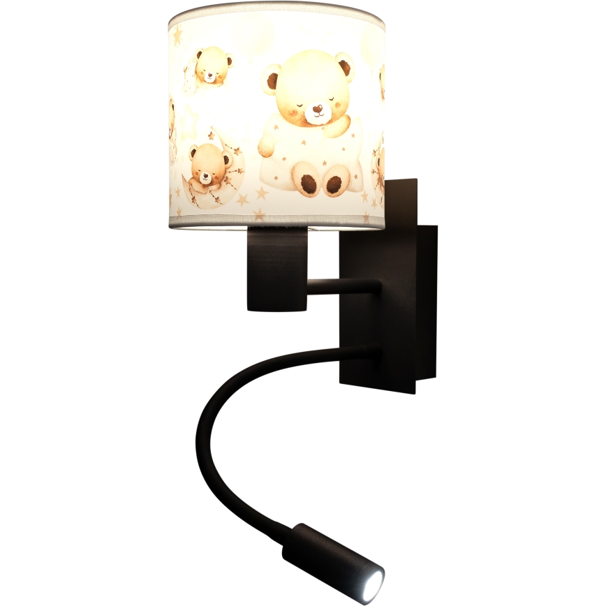 BRILAGI - LED bērnu elastīgā sienas lampa BOBO 1xE27/25W/230V + LED/3W melna/balta/lāčuki