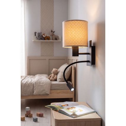 BRILAGI - LED elastīgā sienas lampa BOBO 1xE27/25W/230V + LED/3W melna/bēša/ar punktiņiem