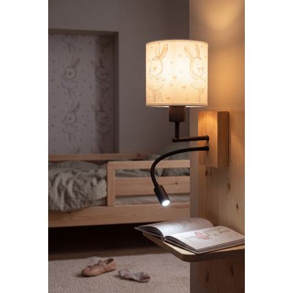 BRILAGI - LED bērnu elastīga sienas lampa BOBO WOOD 1xE27/25W/230V + LED/3W ozols/melns/balts/zaķīši