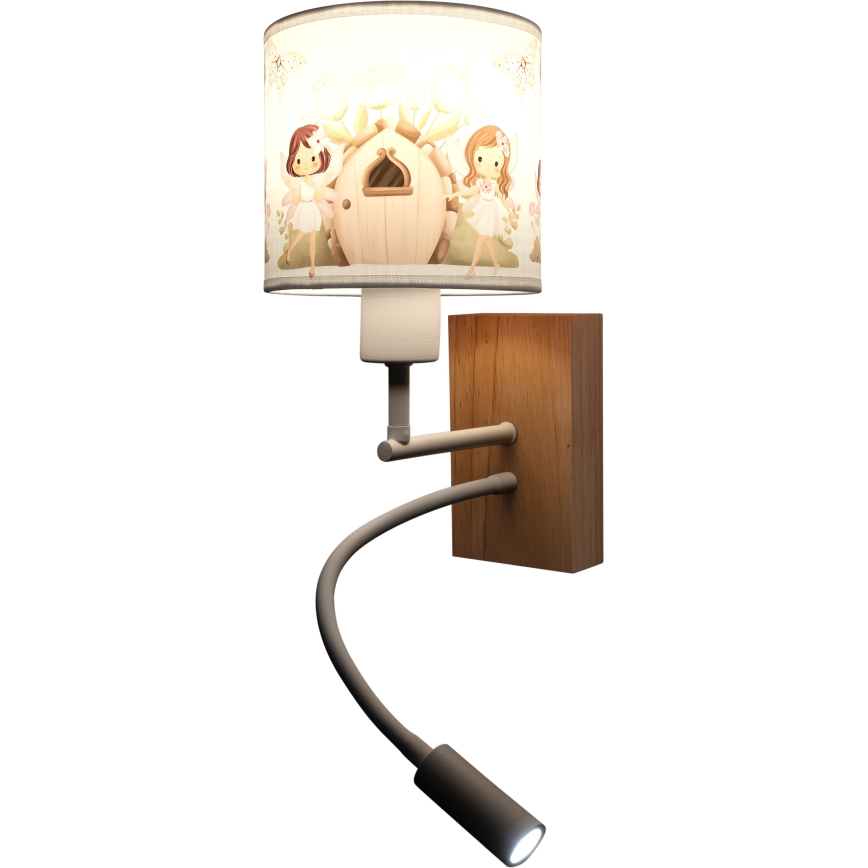 BRILAGI - LED Bērnu lokana sienas lampa BOBO WOOD 1xE27/25W/230V + LED/3W ozols/balta/rozā/fejas