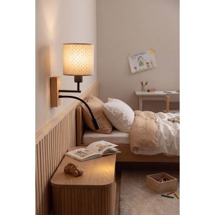 BRILAGI - LED bērnu lokanā sienas lampa BOBO WOOD 1xE27/25W/230V + LED/3W ozols/melns/bēšs/punkti