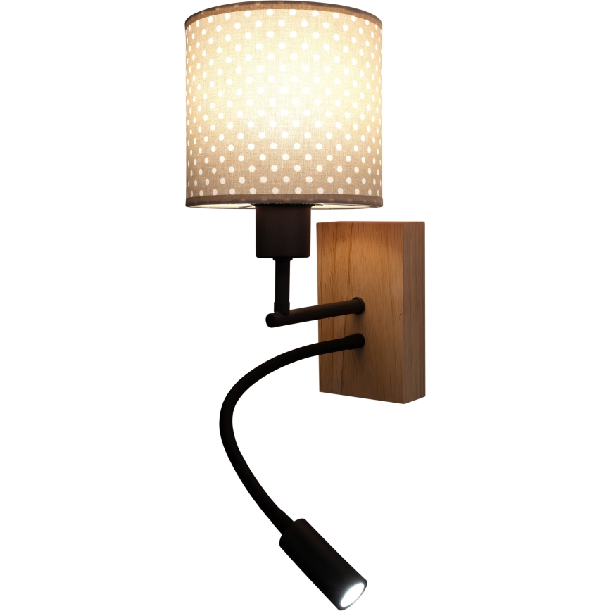 BRILAGI - LED bērnu lokanā sienas lampa BOBO WOOD 1xE27/25W/230V + LED/3W ozols/melns/bēšs/punkti