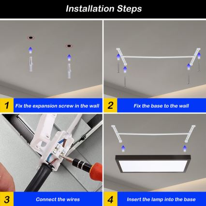 Brilagi - LED vannas istabas griestu gaismeklis ar regulējamu spilgtumu FRAME SMART LED/30W/230V 30x60 cm 3000-6000K IP44 melns + tālvadības pults