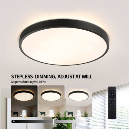 Brilagi - LED aptumšojams griestu gaismeklis GLASS POOL DOUBLE LED/60W/230V 3000-6000K 50 cm melns + ar tālvadības pulti