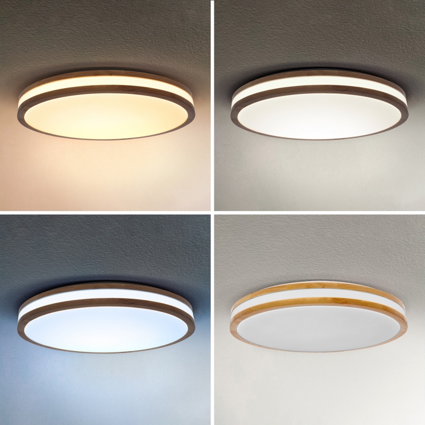 Brilagi - MOLINA LED dimmējams griestu gaismeklis, 72 W, 230 V, 3000–6500 K, ozols, Ø 78 cm, ar tālvadības pulti