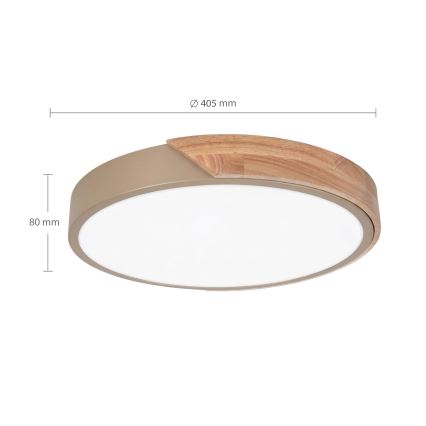 BRILAGI - LED stropu lampa ar regulējamu spilgtumu PILANA LED/48W/230V 3000-6500K ozols/zelta Ø 40 cm + ar tālvadības pulti