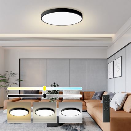 Brilagi - LED dimmējams griestu gaismeklis POOL SMART LED/100W/230V 3000-6000K Ø 80 cm Wi-Fi Tuya melns + tālvadības pults