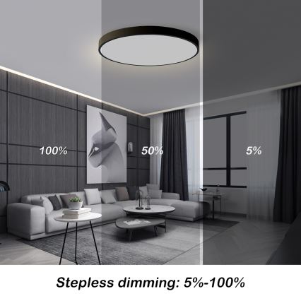 Brilagi - LED dimmējams griestu gaismeklis POOL SMART LED/100W/230V 3000-6000K Ø 80 cm Wi-Fi Tuya melns + tālvadības pults