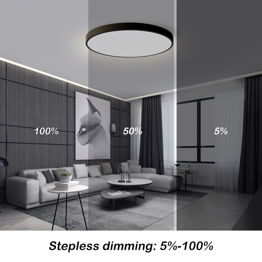 Brilagi - LED dimmējams griestu gaismeklis POOL SMART LED/100W/230V 3000-6000K Ø 80 cm Wi-Fi Tuya melns + tālvadības pults