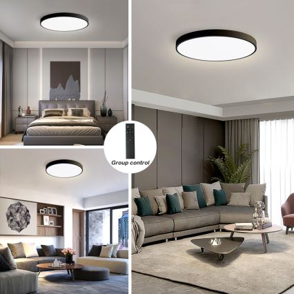 Brilagi - LED dimmējams griestu gaismeklis POOL SMART LED/100W/230V 3000-6000K Ø 80 cm Wi-Fi Tuya melns + tālvadības pults