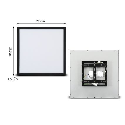 Brilagi - regulējams LED griestu gaismeklis SLIMFRAME LED/25W/230V 30x30 cm 3000-6000K melns + tālvadības pults
