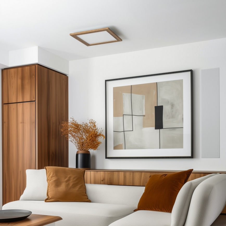 Brilagi - LED griestu gaismeklis ar regulējamu spilgtumu SLIMFRAME WOOD LED/36W/230V 49,5x49,5 cm 3000-6000K brūns + tālvadības pults