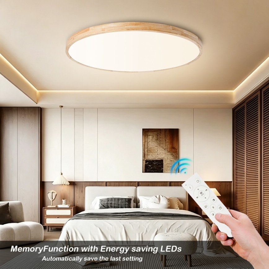 BRILAGI - LED dimmējamais griestu gaismeklis WOODLINE LED/128W/230V 3000–6000K ozols Ø 100 cm + tālvadības pults