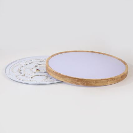 Brilagi - LED dimējama griestu lampa WOODROUND LED/70W/230V 3000-6000K Ø 80 cm koka CRI 90 + tālvadība