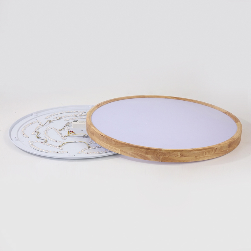 Brilagi - LED dimējama griestu lampa WOODROUND LED/70W/230V 3000-6000K Ø 80 cm koka CRI 90 + tālvadība