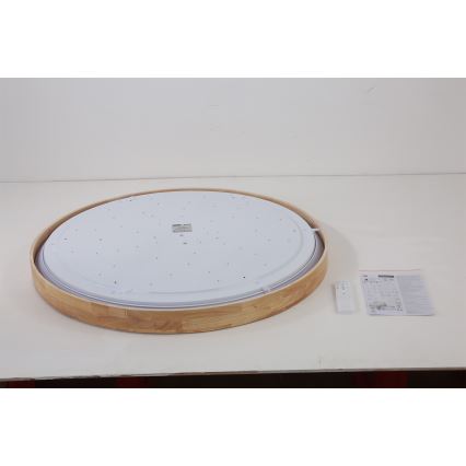Brilagi - LED dimējama griestu lampa WOODROUND LED/70W/230V 3000-6000K Ø 80 cm koka CRI 90 + tālvadība