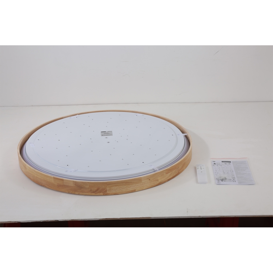Brilagi - LED dimējama griestu lampa WOODROUND LED/70W/230V 3000-6000K Ø 80 cm koka CRI 90 + tālvadība