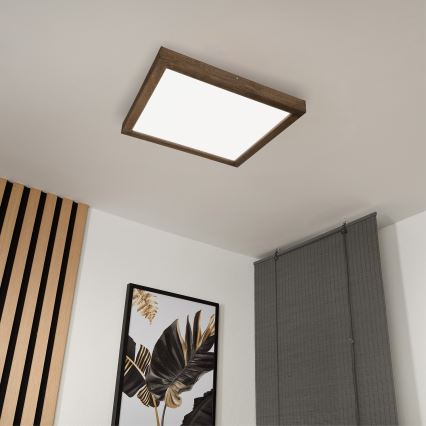 BRILAGI - LED ar regulējamu spilgtumu vannasistabas griestu gaismeklis WOODY FRAME LED/50W/230V ozols/valrieksts 60x60 cm 3000-6000K IP44 + tālvadība